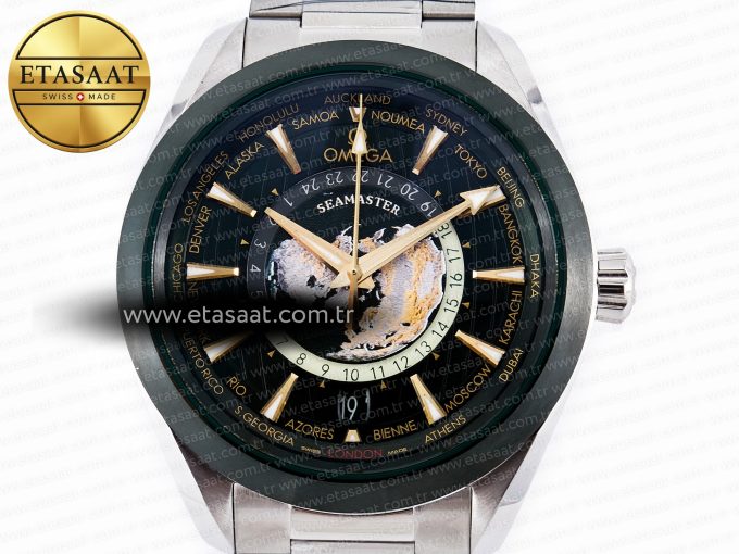 Aqua Terra GMT Worldtimer 150M 43mm 24 VSF 1:1 Best Edition Green Dial on SS Bracelet A8938 Super Clone - Görsel 4
