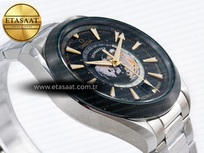 Aqua Terra GMT Worldtimer 150M 43mm 24 VSF 1:1 Best Edition Green Dial on SS Bracelet A8938 Super Clone - Görsel 6