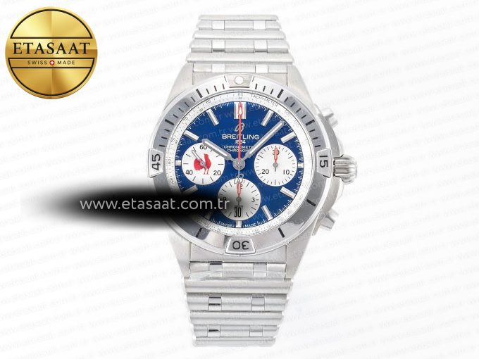 Chronomat B01 France 42mm SS BLSF 1:1 Best Edition Blue Dial on SS Bracelet A7750 - Görsel 3