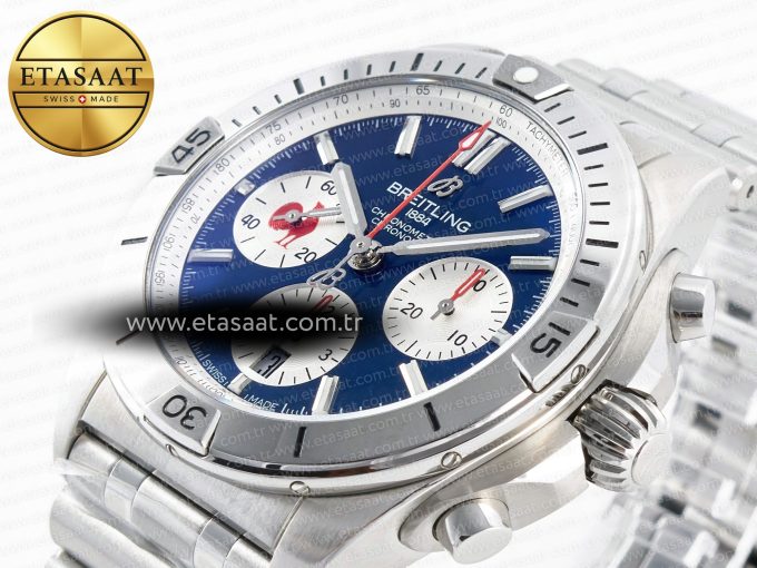 Chronomat B01 France 42mm SS BLSF 1:1 Best Edition Blue Dial on SS Bracelet A7750 - Görsel 6