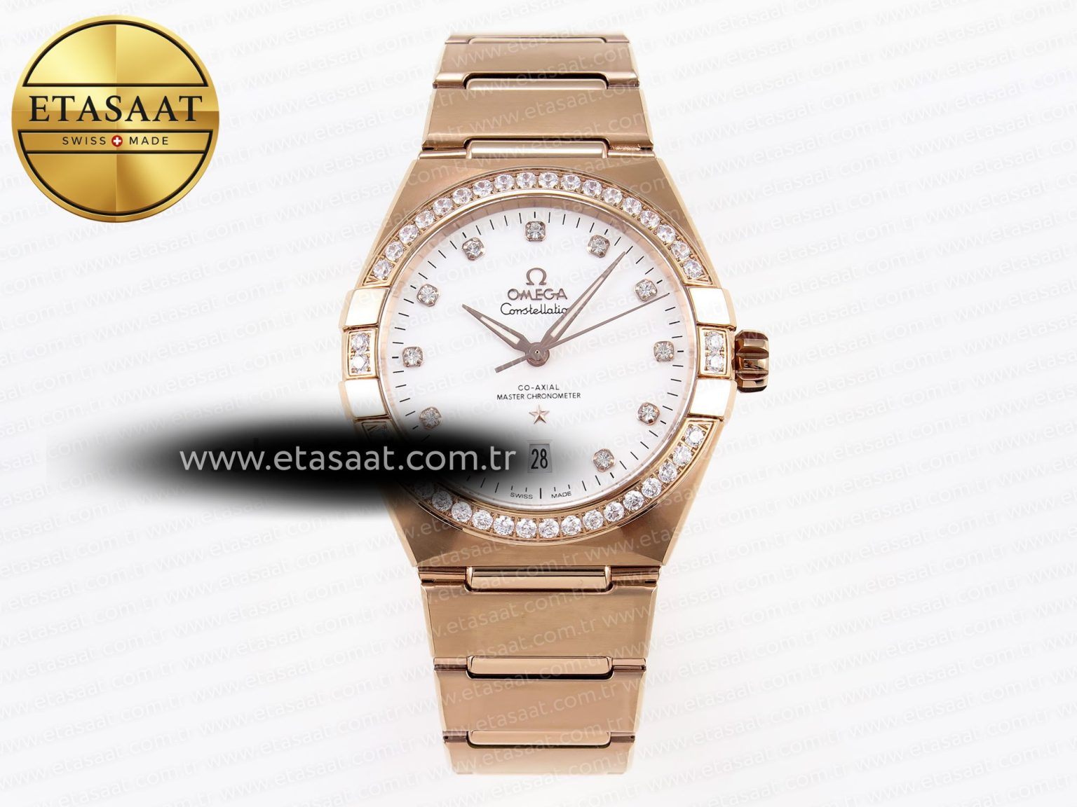 CONSTELLATION 39MM RG DIAMONDS BEZEL ASWF 1:1 BEST EDITION WHITE DIAL ON RG BRACELET A8801 - Görsel 3