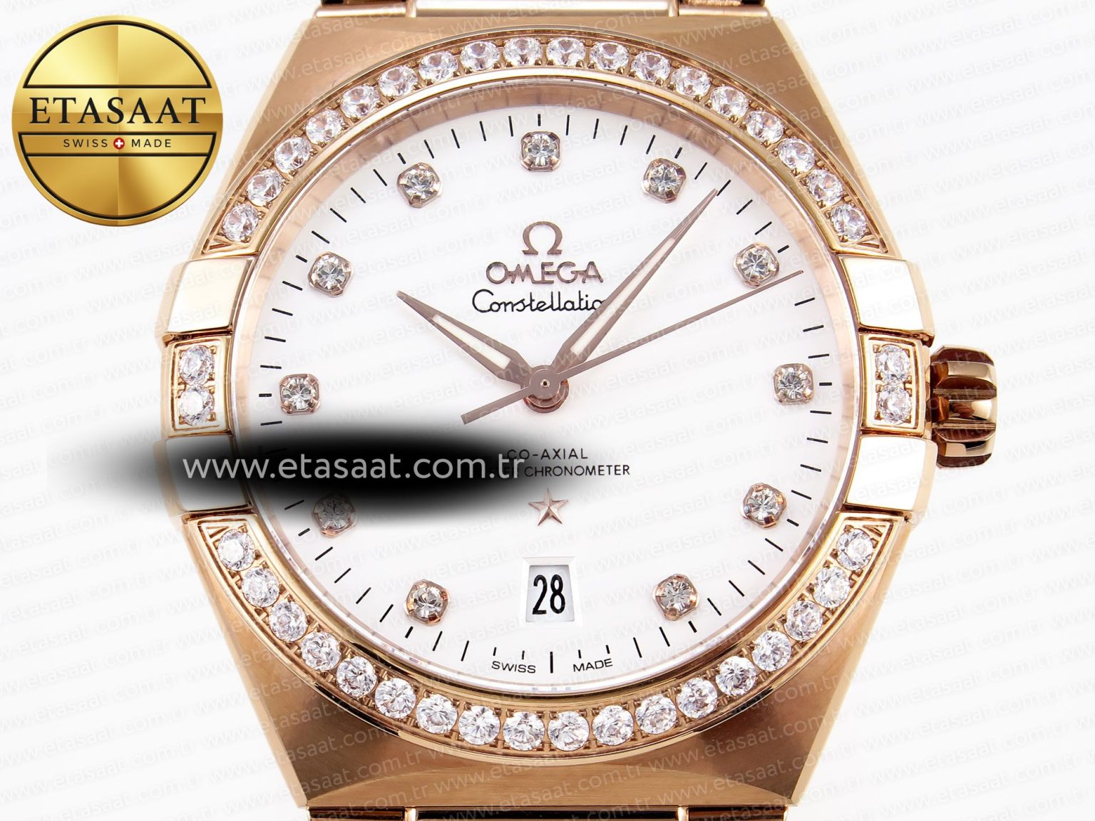 CONSTELLATION 39MM RG DIAMONDS BEZEL ASWF 1:1 BEST EDITION WHITE DIAL ON RG BRACELET A8801 - Görsel 4