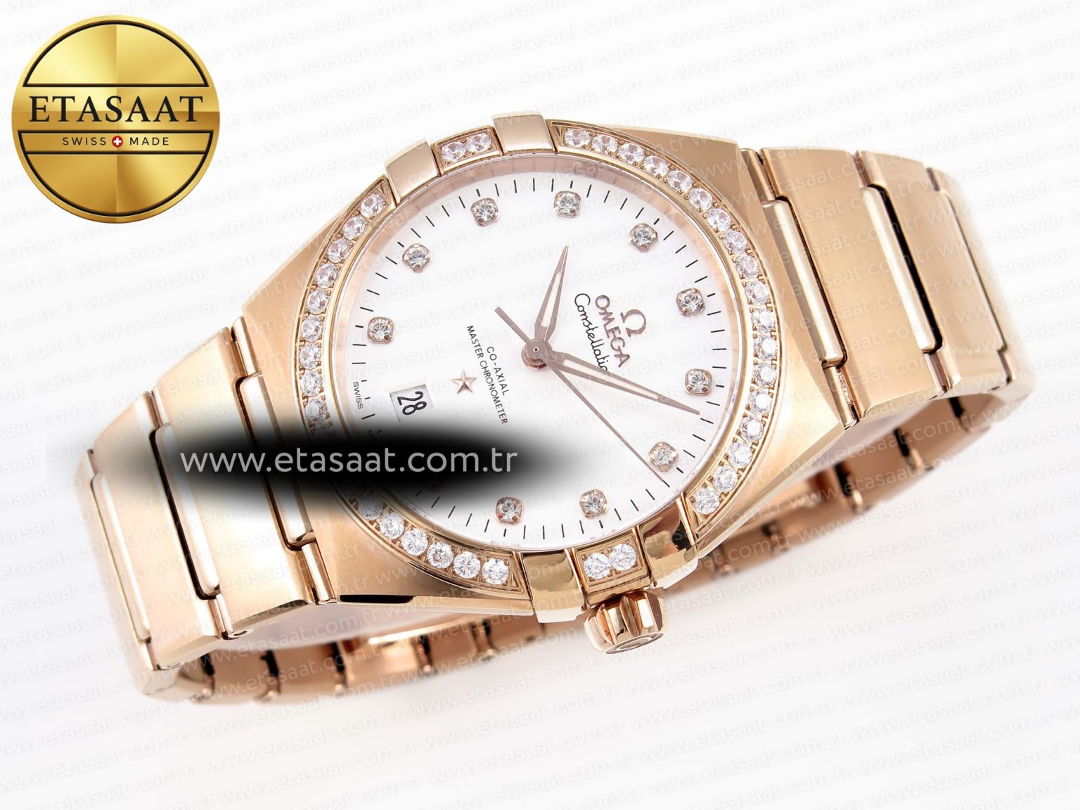 CONSTELLATION 39MM RG DIAMONDS BEZEL ASWF 1:1 BEST EDITION WHITE DIAL ON RG BRACELET A8801 - Görsel 5