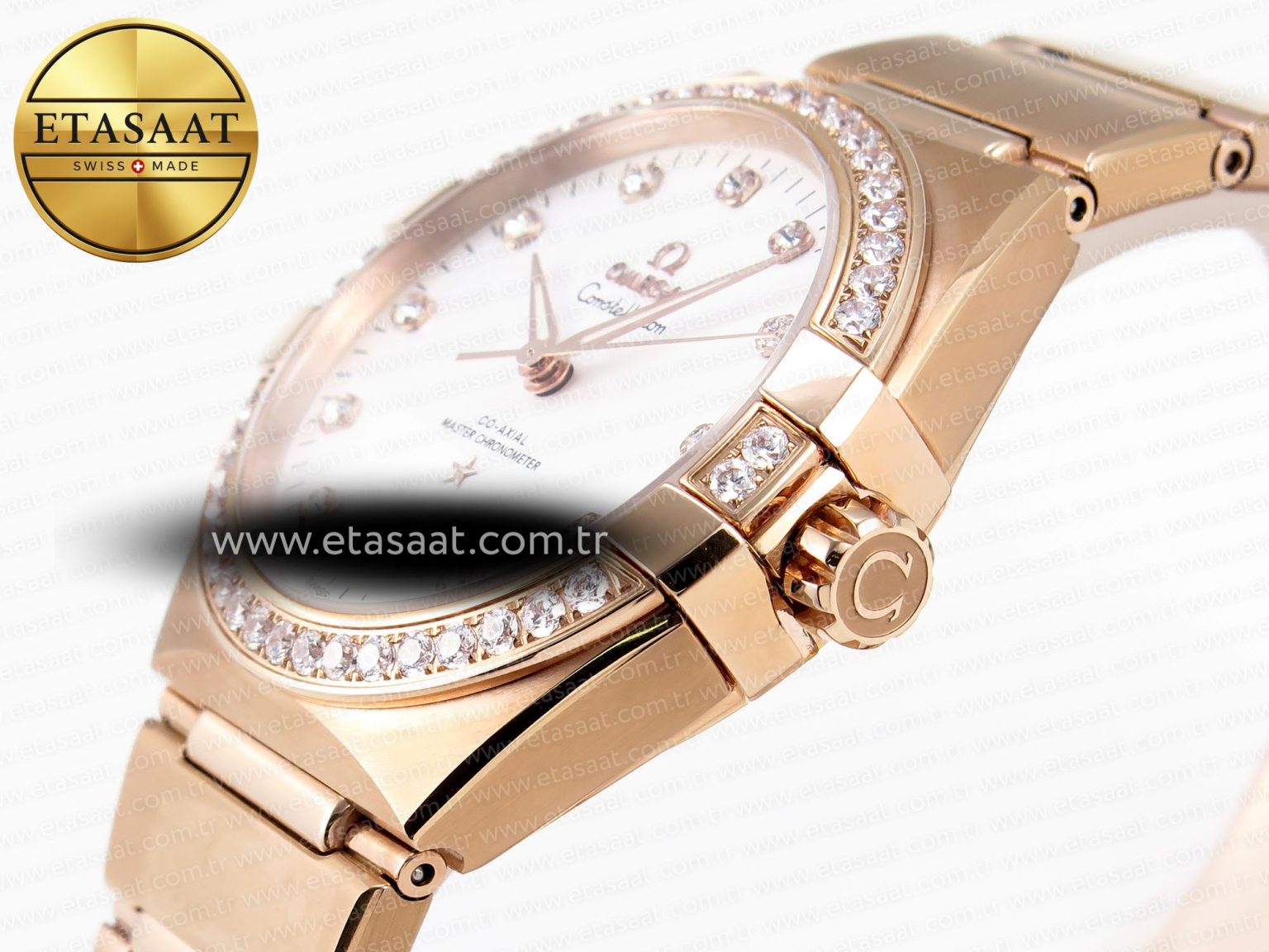 CONSTELLATION 39MM RG DIAMONDS BEZEL ASWF 1:1 BEST EDITION WHITE DIAL ON RG BRACELET A8801 - Görsel 6
