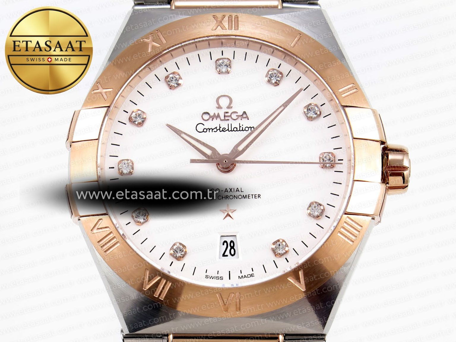 CONSTELLATION 39MM SS/RG ASWF 1:1 BEST EDITION WHITE DIAMONDS DIAL ON SS/RG BRACELET A8800 - Görsel 4