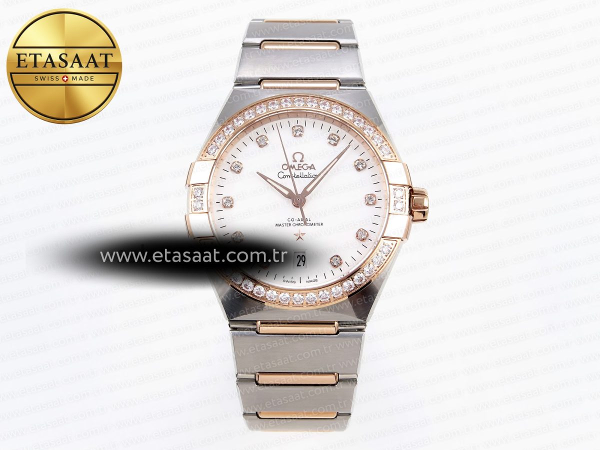 Omega CONSTELLATION 39MM SS/YG WHITE DIAMONDS DIAL ON SS/RG A8800 - Görsel 3