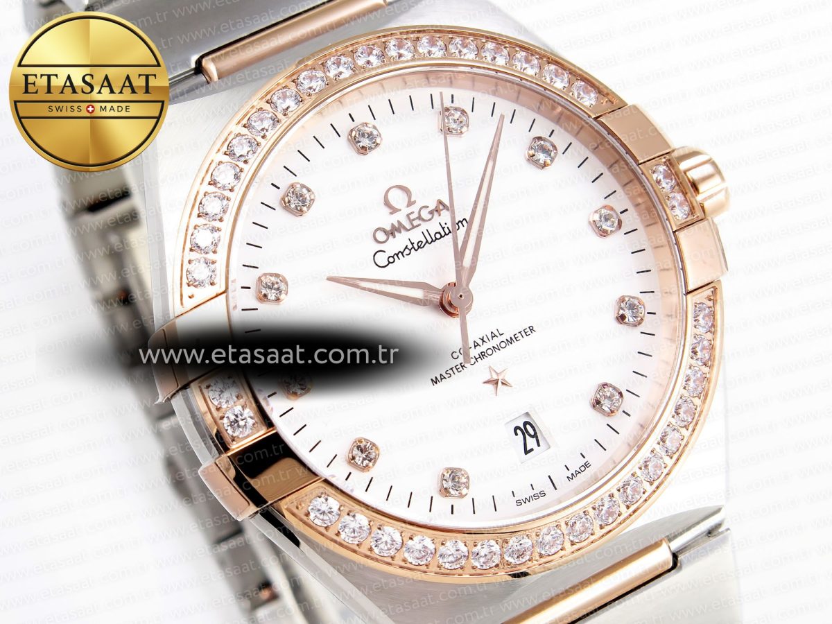 Omega CONSTELLATION 39MM SS/YG WHITE DIAMONDS DIAL ON SS/RG A8800 - Görsel 5