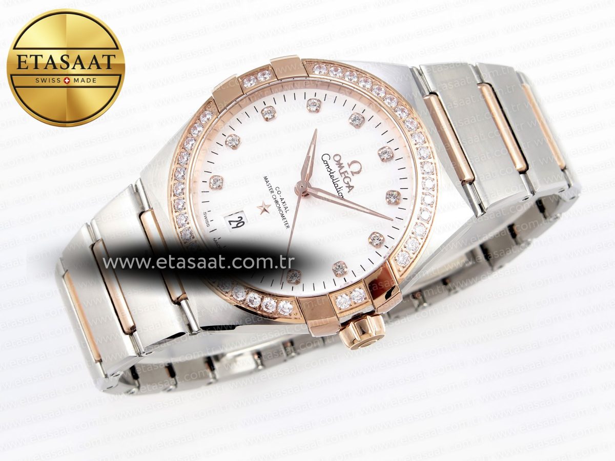 Omega CONSTELLATION 39MM SS/YG WHITE DIAMONDS DIAL ON SS/RG A8800 - Görsel 6