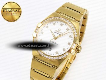CONSTELLATION 39MM YG DIAMONDS BEZEL ASWF 1:1 BEST EDITION WHITE DIAMONDS DIAL ON YG BRACELET A8801
