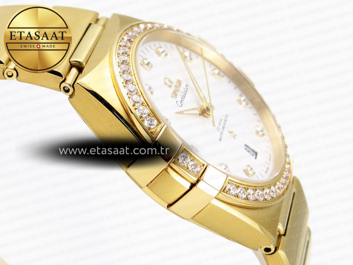 Omega CONSTELLATION 39MM RG DIAMONDS  WHITE DIAMONDS DIAL ON YG A8801 - Görsel 8