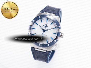 Constellation 41mm Blue Ceramic Bezel SS SBF 1:1 Best Edition White Dial on SS Bracelet A8900