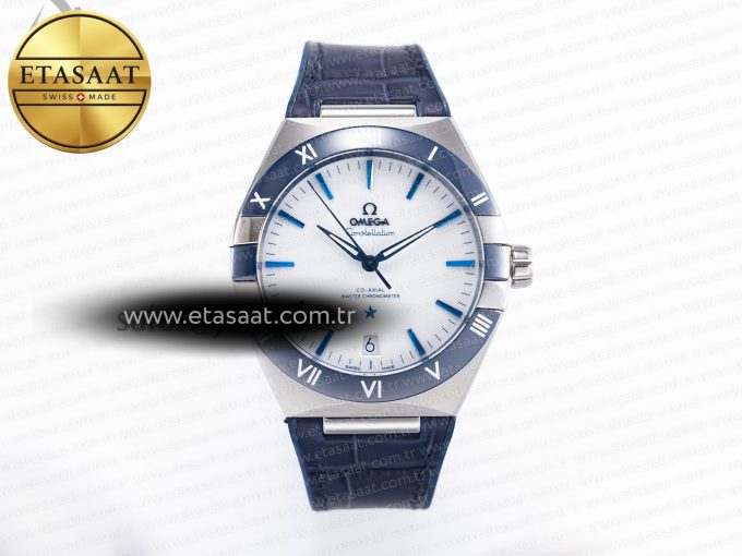 Constellation 41mm Blue Ceramic Bezel SS SBF 1:1 Best Edition White Dial on SS Bracelet A8900 - Görsel 3