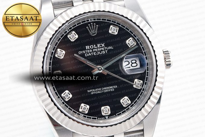 Datejust 126334 41mm Jubilee 904L SS/SS Black/Moissanite Clean VR3235 - Görsel 5