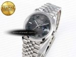 DATEJUST 36 SS 126200 VSF 1:1 BEST EDITION 904L STEEL GRAY DIAL GREEN ROMAN ON JUBILEE BRACELET VS3235