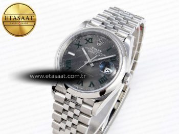 DATEJUST 36 SS 126200 VSF 1:1 BEST EDITION 904L STEEL GRAY DIAL GREEN ROMAN ON JUBILEE BRACELET VS3235