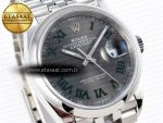 DATEJUST 36 SS 126200 VSF 1:1 BEST EDITION 904L STEEL GRAY DIAL GREEN ROMAN ON JUBILEE BRACELET VS3235 - Görsel 5