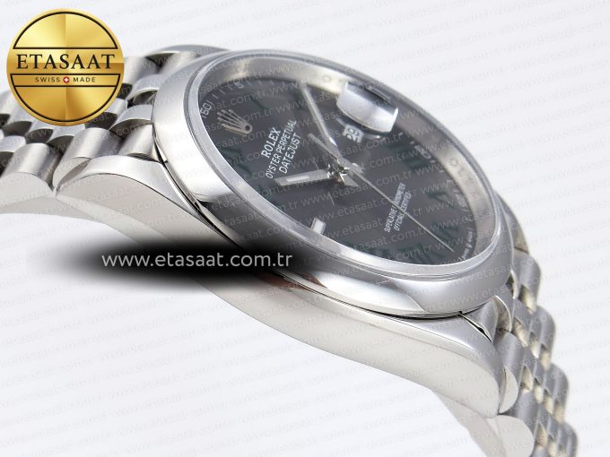 DATEJUST 36 SS 126200 VSF 1:1 BEST EDITION 904L STEEL GRAY DIAL GREEN ROMAN ON JUBILEE BRACELET VS3235 - Görsel 9