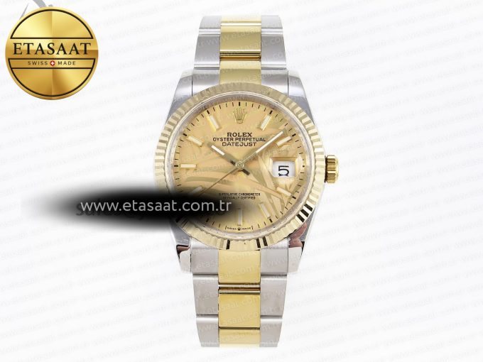 DATEJUST 36 SS 126233 BP MAKER 1:1 BEST EDITION YG TEXTURED DIAL ON SS/YG OYSTER BRACELET A2824 - Görsel 3