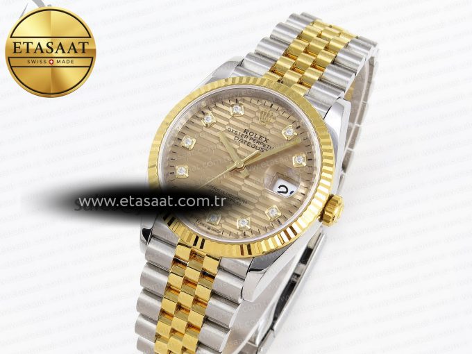 ROLEX DATEJUST STEEL YG TEXTURED DIAMONDS VS3235 - Görsel 1