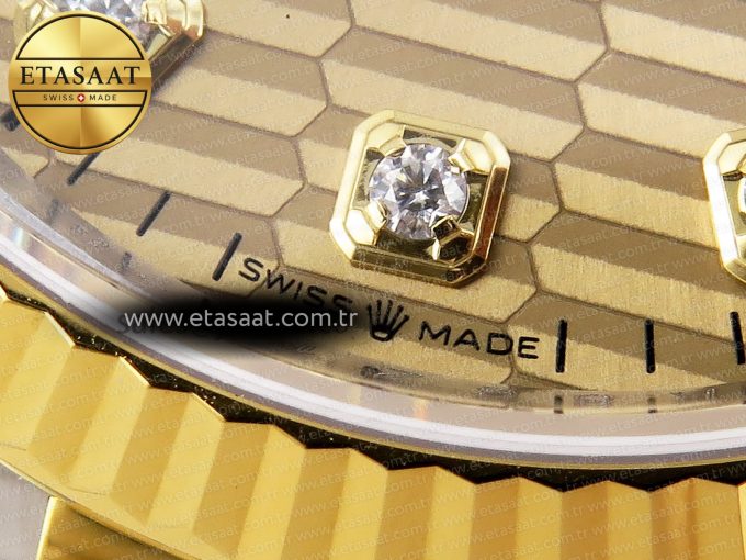 ROLEX DATEJUST STEEL YG TEXTURED DIAMONDS VS3235 - Görsel 13