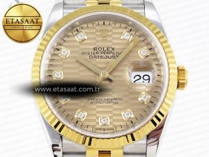 ROLEX DATEJUST STEEL YG TEXTURED DIAMONDS VS3235 - Görsel 4