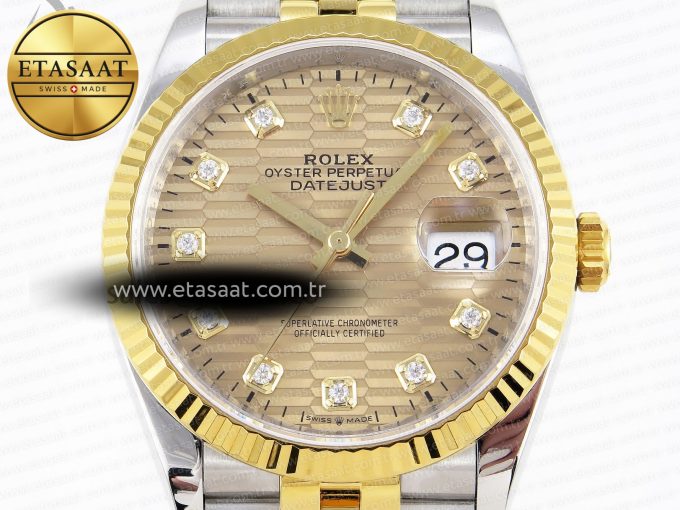 ROLEX DATEJUST STEEL YG TEXTURED DIAMONDS VS3235 - Görsel 4