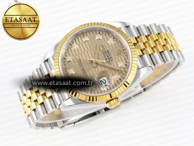 ROLEX DATEJUST STEEL YG TEXTURED DIAMONDS VS3235 - Görsel 6