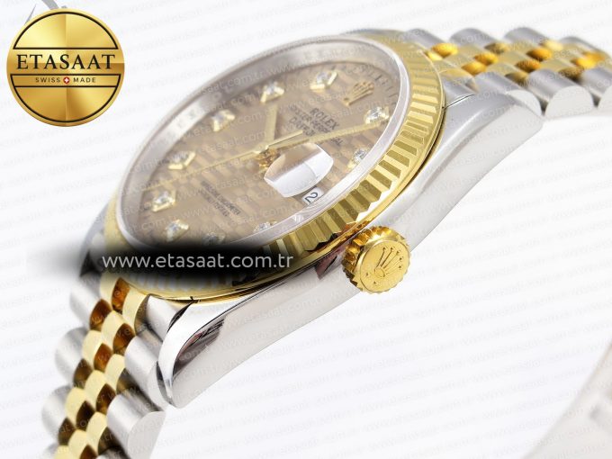 ROLEX DATEJUST STEEL YG TEXTURED DIAMONDS VS3235 - Görsel 7