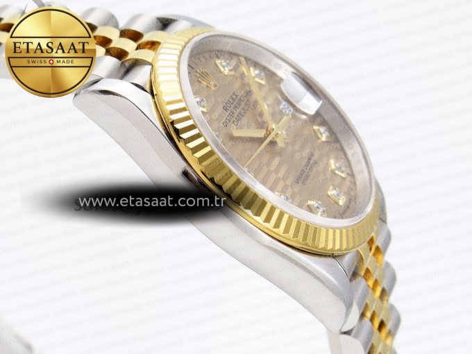 ROLEX DATEJUST STEEL YG TEXTURED DIAMONDS VS3235 - Görsel 8