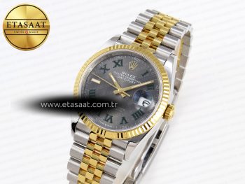 DateJust 36 SS/RG 126231 VSF 1:1 Best Edition 904L Steel Gray Dial Green Roman Marker on Jubilee Bracelet VS3235