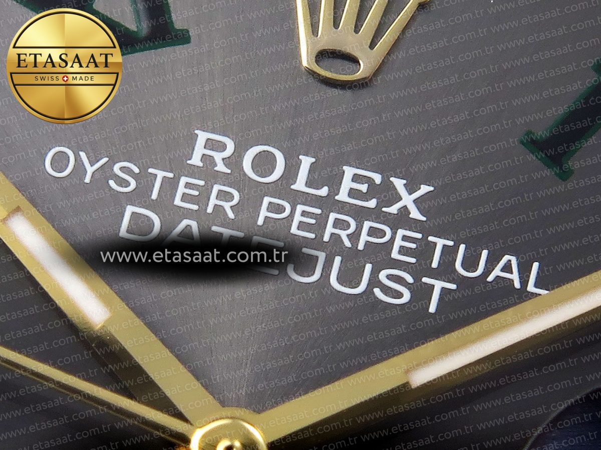 Rolex DateJust 36 SS/RG 126231 Gray Dial Green Roman Marker on Jubilee Bracelet VS3235 - Görsel 10