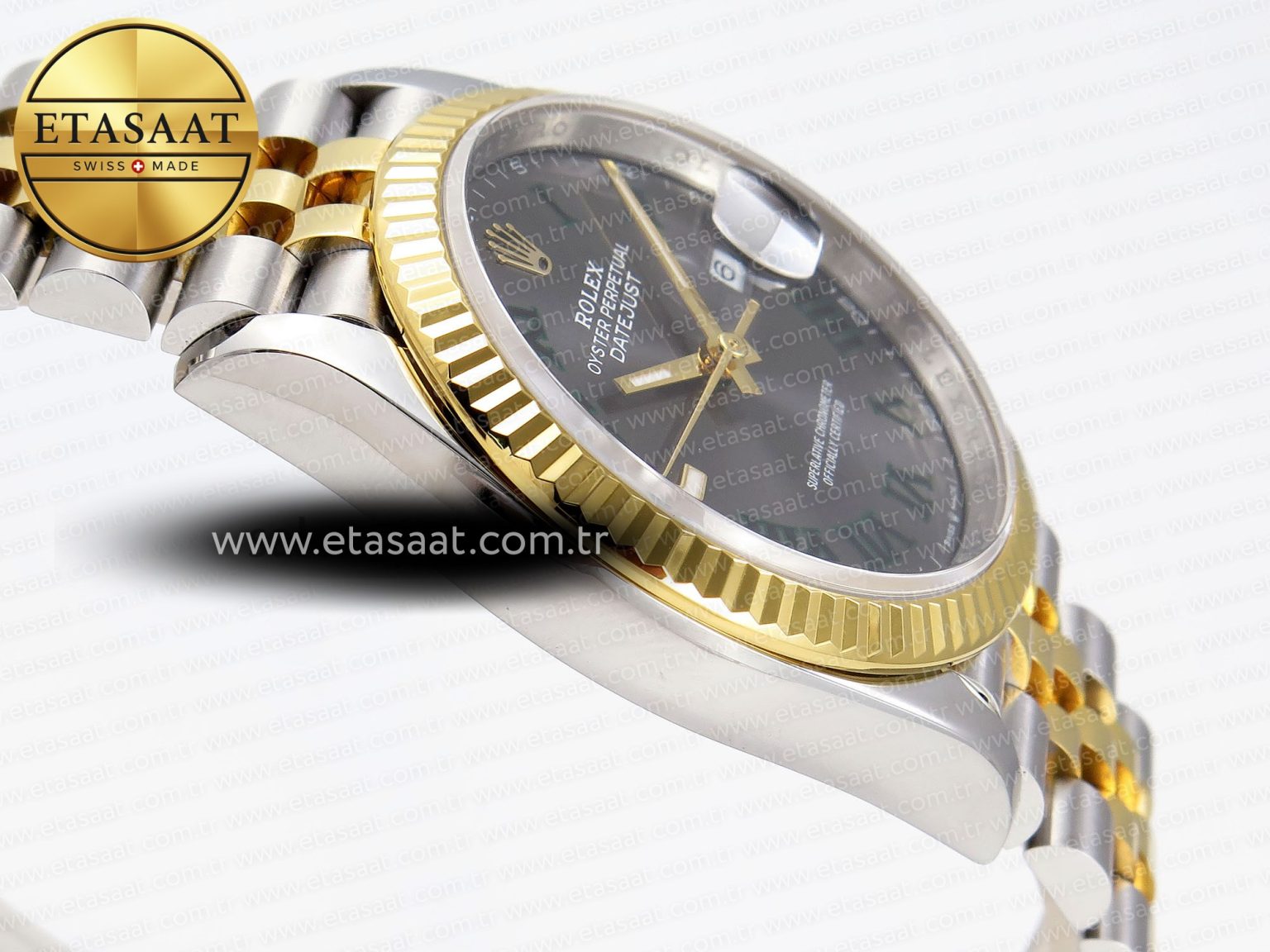Rolex DateJust 36 SS/RG 126231 Gray Dial Green Roman Marker on Jubilee Bracelet VS3235 - Görsel 9