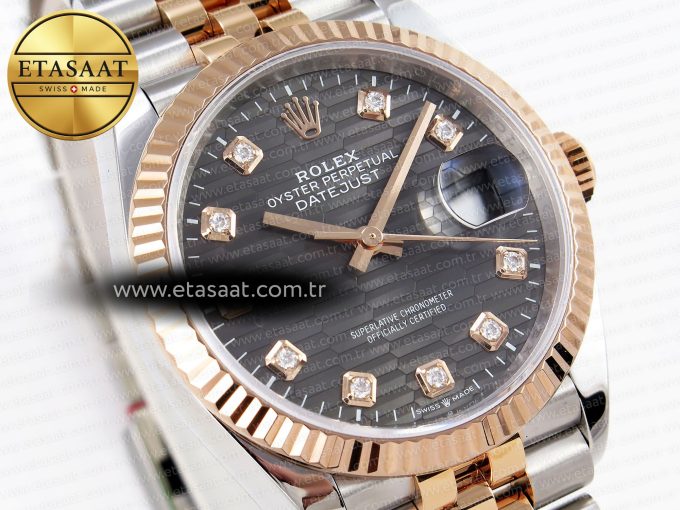 DateJust 36 SS/RG 126231 VSF 1:1 Best Edition 904L Steel Gray Textured Diamonds Dial on Jubilee Bracelet VS3235 - Görsel 5