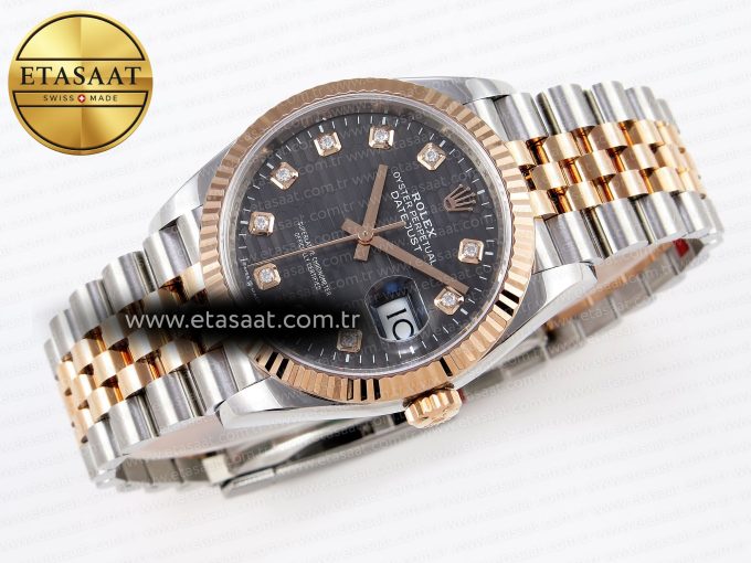 DateJust 36 SS/RG 126231 VSF 1:1 Best Edition 904L Steel Gray Textured Diamonds Dial on Jubilee Bracelet VS3235 - Görsel 6