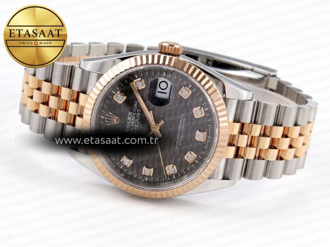 DateJust 36 SS/RG 126231 VSF 1:1 Best Edition 904L Steel Gray Textured Diamonds Dial on Jubilee Bracelet VS3235 - Görsel 7