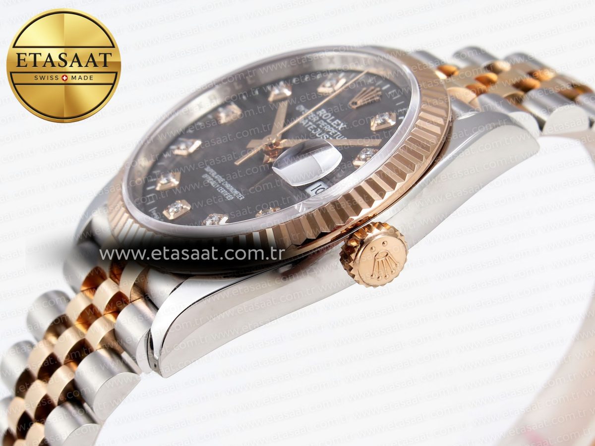 Rolex DateJust 36 SS/RG 126231 Gray Textured Diamonds Dial on Jubilee VS3235 - Görsel 8