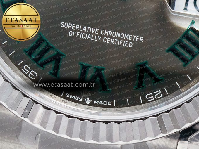 DateJust 41 126330 904L SS VSF 1:1 Best Edition Gray Dial Green Roman on Oyster Bracelet VS3235 - Görsel 12