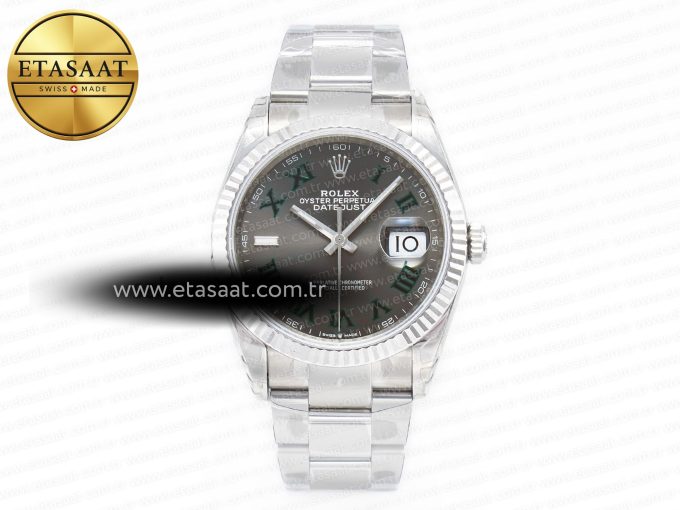 DateJust 41 126330 904L SS VSF 1:1 Best Edition Gray Dial Green Roman on Oyster Bracelet VS3235 - Görsel 3