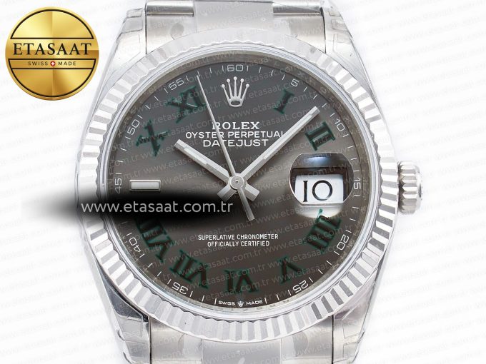 DateJust 41 126330 904L SS VSF 1:1 Best Edition Gray Dial Green Roman on Oyster Bracelet VS3235 - Görsel 4
