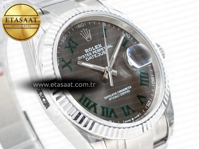 DateJust 41 126330 904L SS VSF 1:1 Best Edition Gray Dial Green Roman on Oyster Bracelet VS3235 - Görsel 5