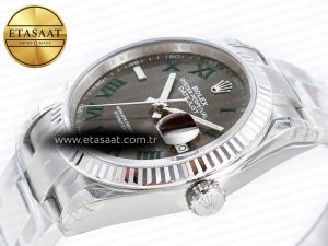 DateJust 41 126330 904L SS VSF 1:1 Best Edition Gray Dial Green Roman on Oyster Bracelet VS3235 - Görsel 6