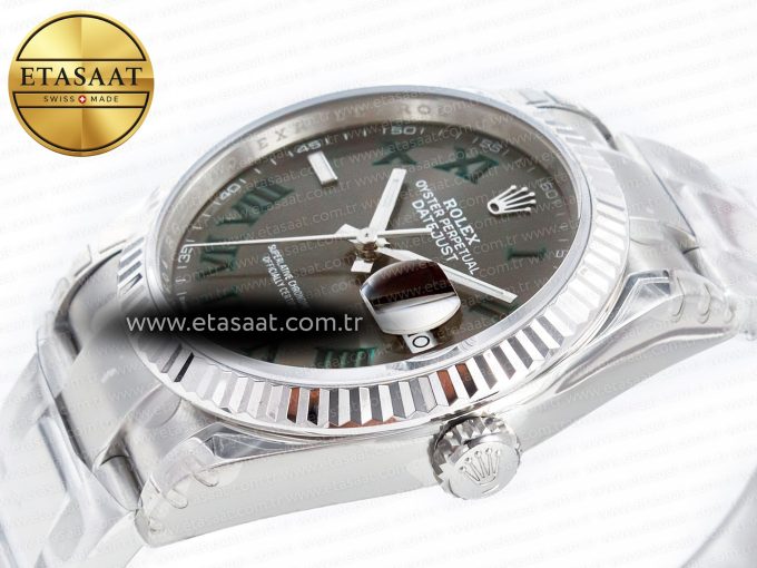 DateJust 41 126330 904L SS VSF 1:1 Best Edition Gray Dial Green Roman on Oyster Bracelet VS3235 - Görsel 6