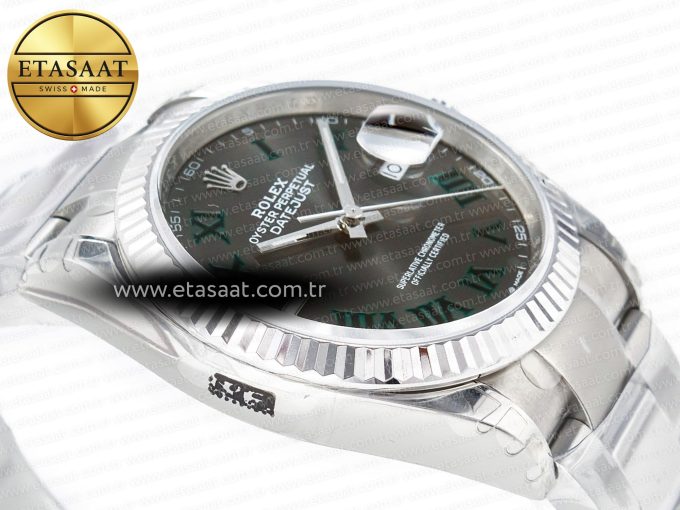 DateJust 41 126330 904L SS VSF 1:1 Best Edition Gray Dial Green Roman on Oyster Bracelet VS3235 - Görsel 7