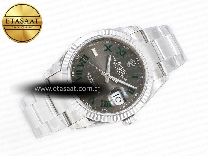 DateJust 41 126330 904L SS VSF 1:1 Best Edition Gray Dial Green Roman on Oyster Bracelet VS3235 - Görsel 8