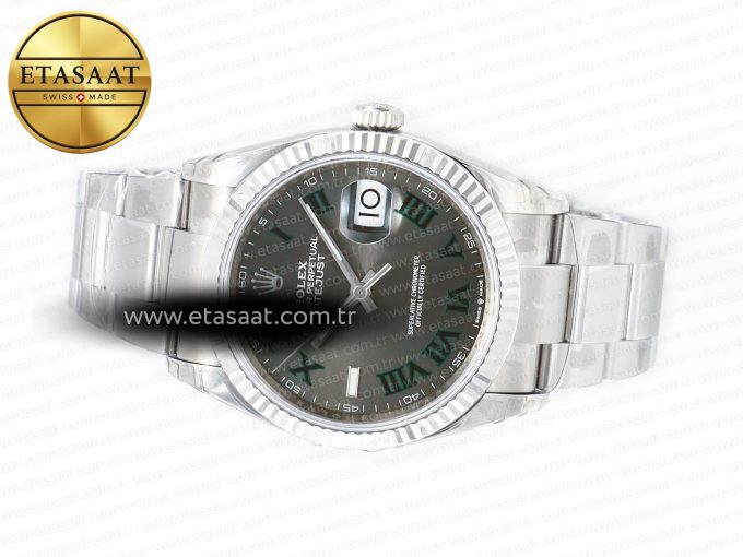 DateJust 41 126330 904L SS VSF 1:1 Best Edition Gray Dial Green Roman on Oyster Bracelet VS3235 - Görsel 9