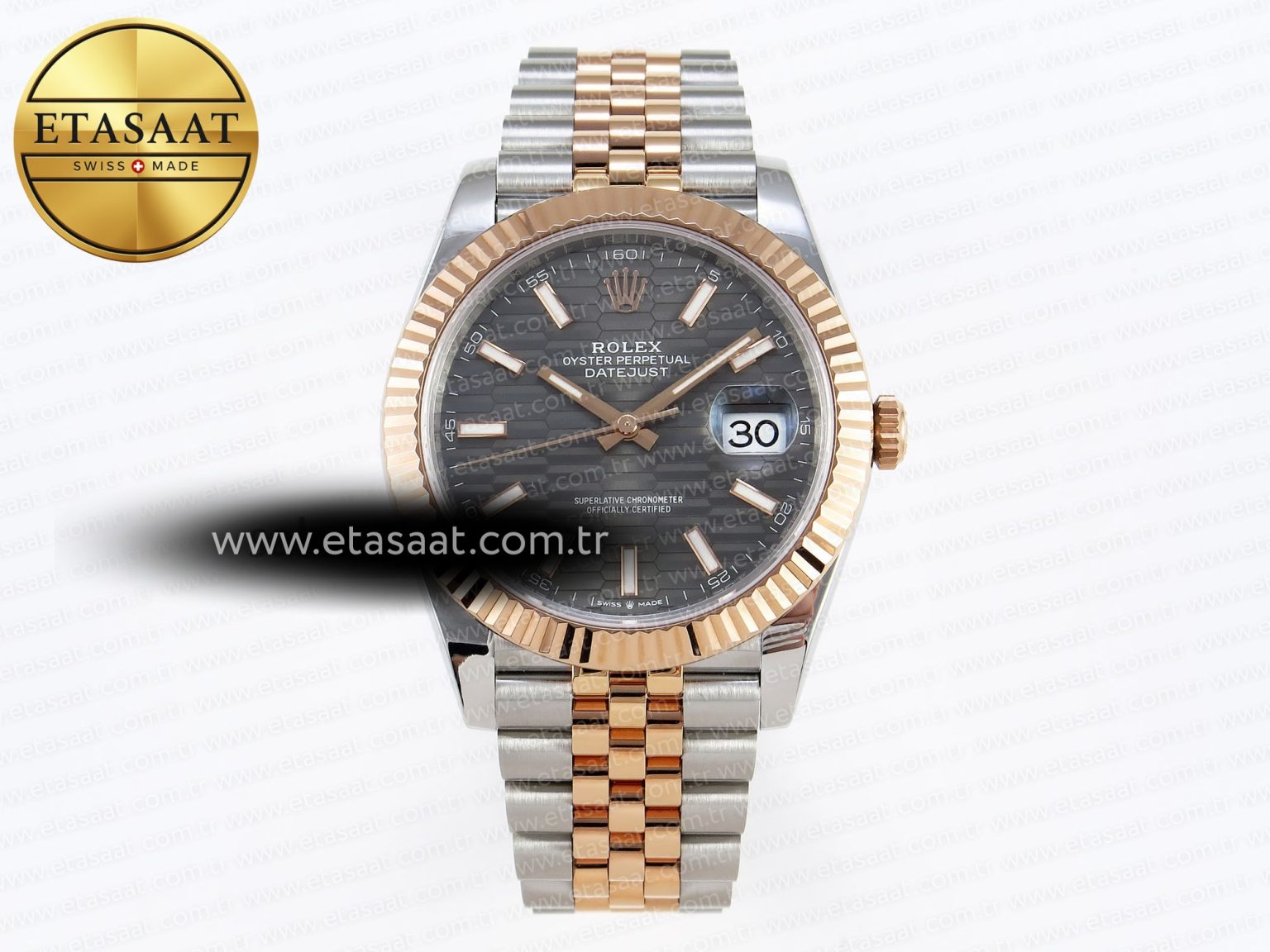 Rolex DATEJUST 41 126331 GRAY TEXTURED DIAL ON SS/RG VS3235 - Görsel 3