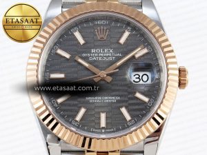 DATEJUST 41 126331 VSF 1:1 BEST EDITION 904L STEEL GRAY TEXTURED DIAL ON SS/RG JUBILEE BRACELET VS3235 - Görsel 4