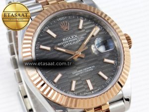 DATEJUST 41 126331 VSF 1:1 BEST EDITION 904L STEEL GRAY TEXTURED DIAL ON SS/RG JUBILEE BRACELET VS3235 - Görsel 5