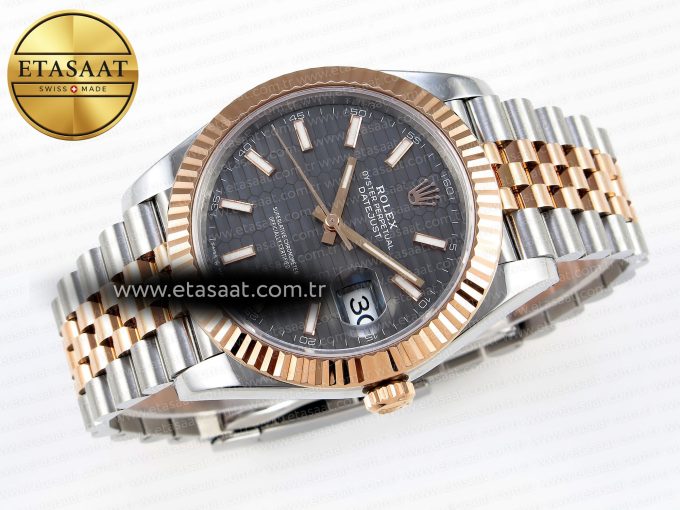 DATEJUST 41 126331 VSF 1:1 BEST EDITION 904L STEEL GRAY TEXTURED DIAL ON SS/RG JUBILEE BRACELET VS3235 - Görsel 7