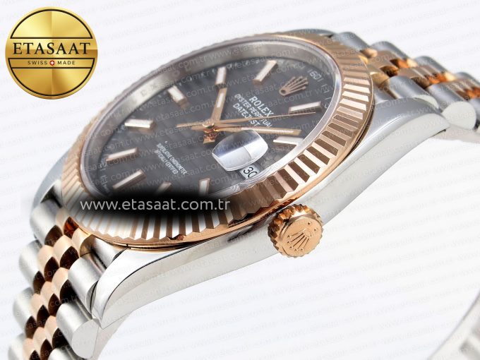 DATEJUST 41 126331 VSF 1:1 BEST EDITION 904L STEEL GRAY TEXTURED DIAL ON SS/RG JUBILEE BRACELET VS3235 - Görsel 8